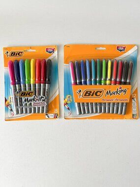 2 Pack Lot BIC Permanent Markers: 8 Fine Point + 12 Ultra Fine Assorted Colors